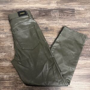 Express Women’s Metallic Olive Green High-Rise Straight Ankle Pants Size 6